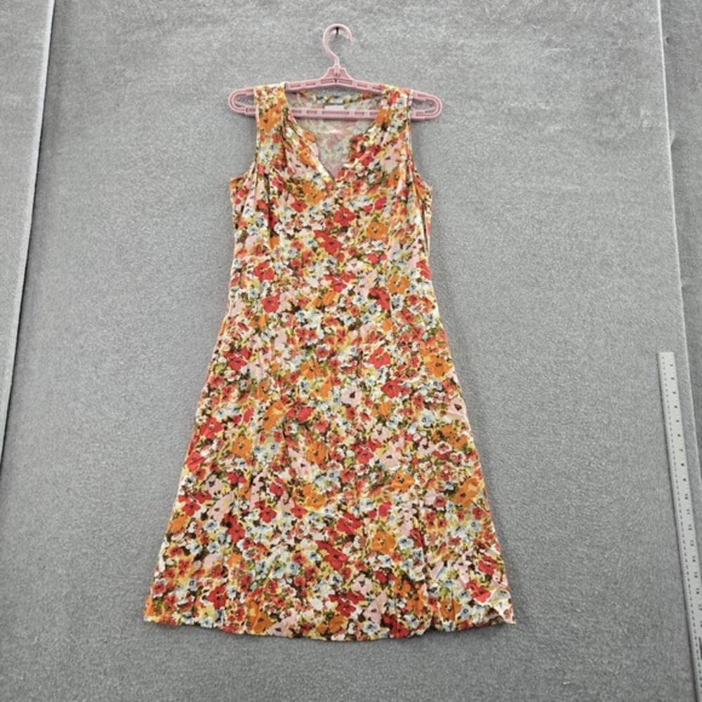J. Jill Women Dress 6 Multicolor Floral Tank‎ V Neck Sleeveless Midi